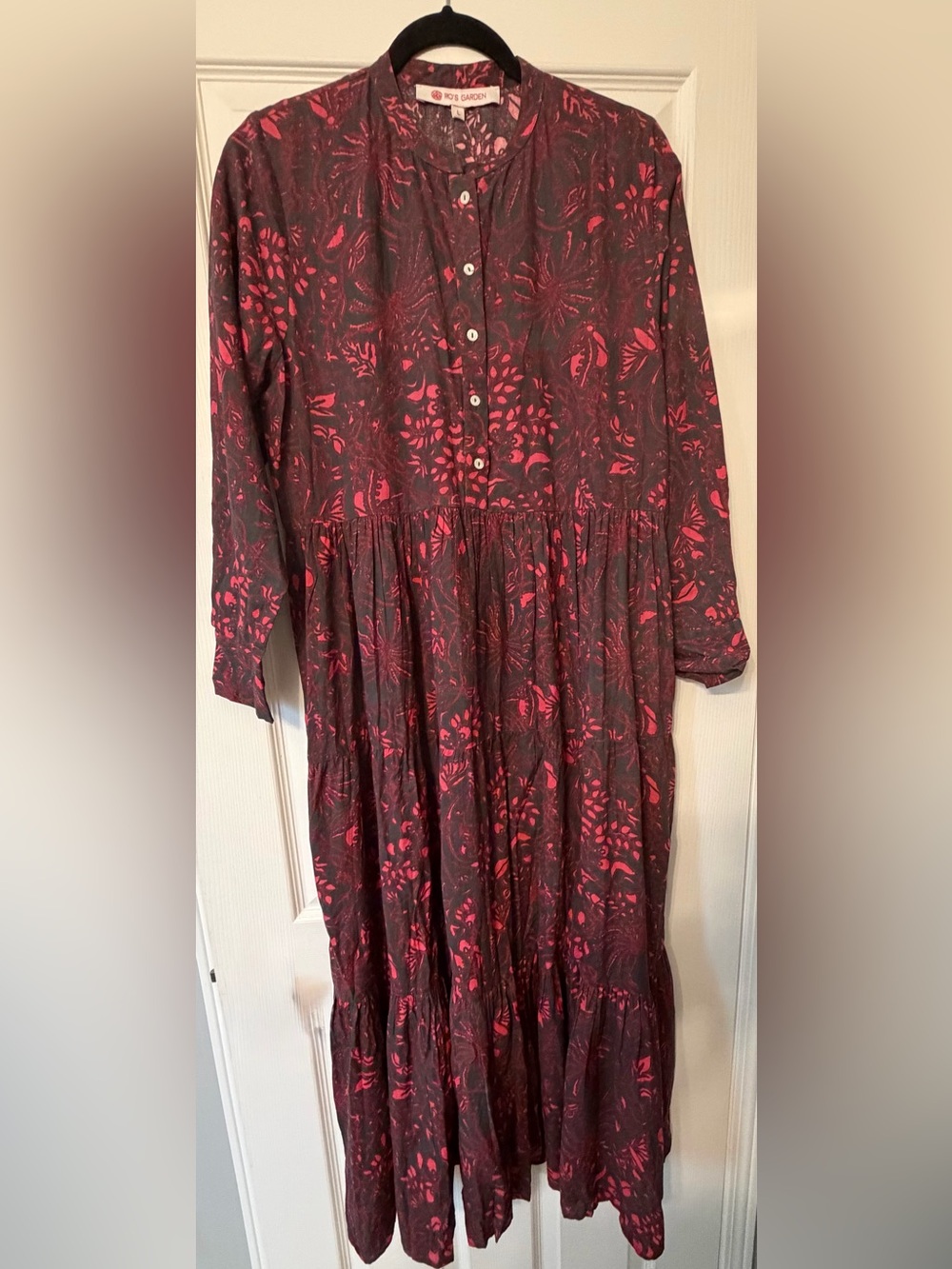 Ro’s Garden Pink Floral Long Sleeve Midi Dress